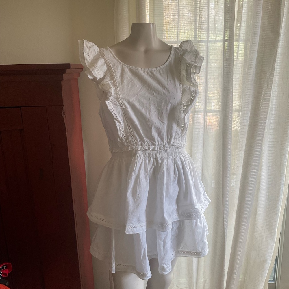 BB Dakota Steve Madden White Summer Beach Tiered Dress L NWT Wedding Shower